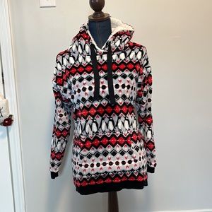 Vera Bradley Sherpa lined fleece hoodie small penguins intarsia